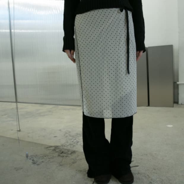 오무수히 도트 랩 스커트 빈티지