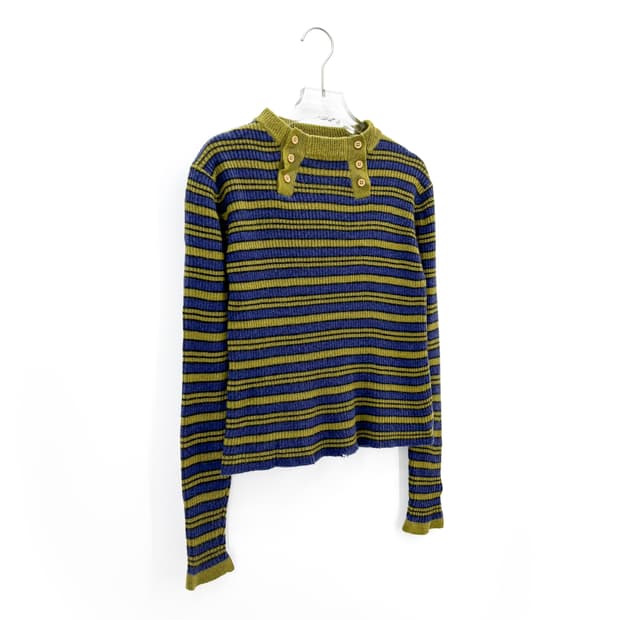 퍼슨스 버튼 스트라이프 긴팔티셔츠