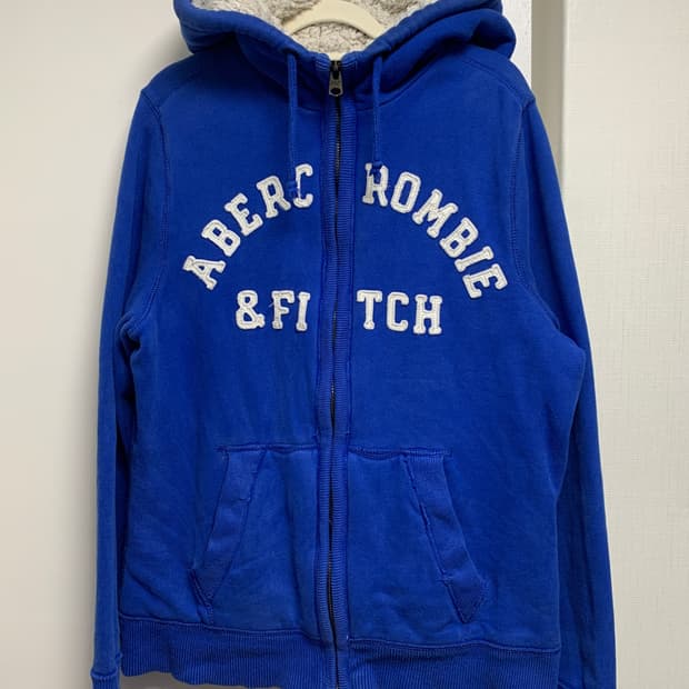 아베크롬비 울프죠 양털 후드집업 블루 L