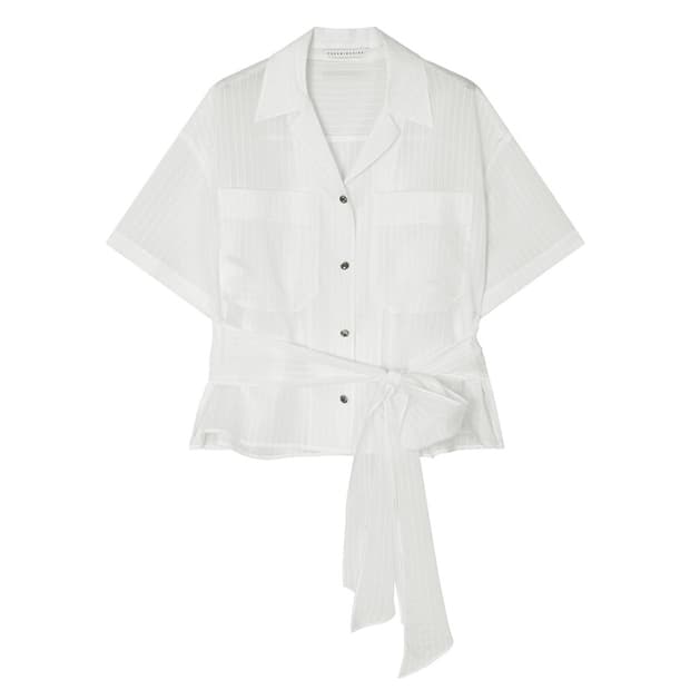 트리밍버드 Tie Waist Shirt [ White ]