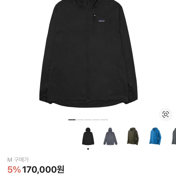 파타고니아 후디니 바람막이 블랙 M