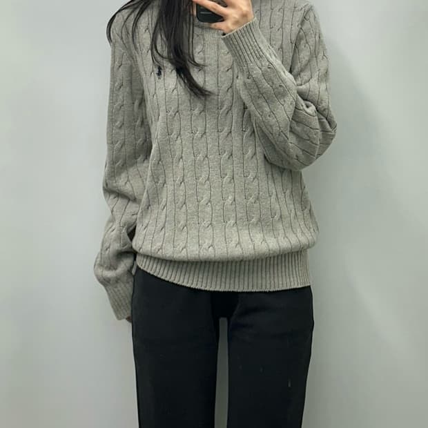 폴로 랄프로렌 신형 그레이 꽈배기 니트