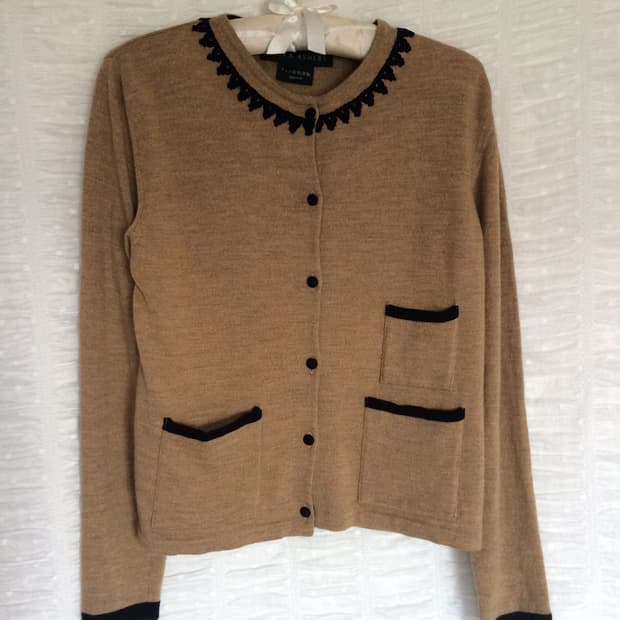 빈티지 로라애슐리 배색 니트 가디건