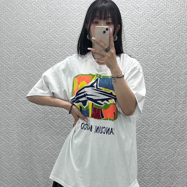 빈티지 캐주얼 펑크 키치 페인트 프린팅 반팔티 105 C13785