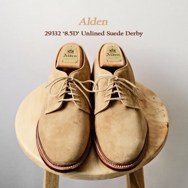 알든 29332 언라인드 스웨이드 더비슈즈 8.5D