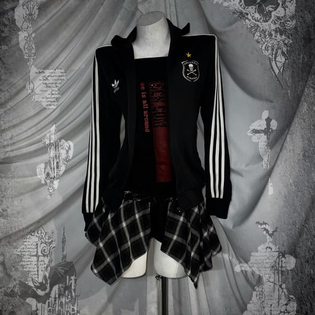  아디다스 해골 데일리펑크 코디세트 