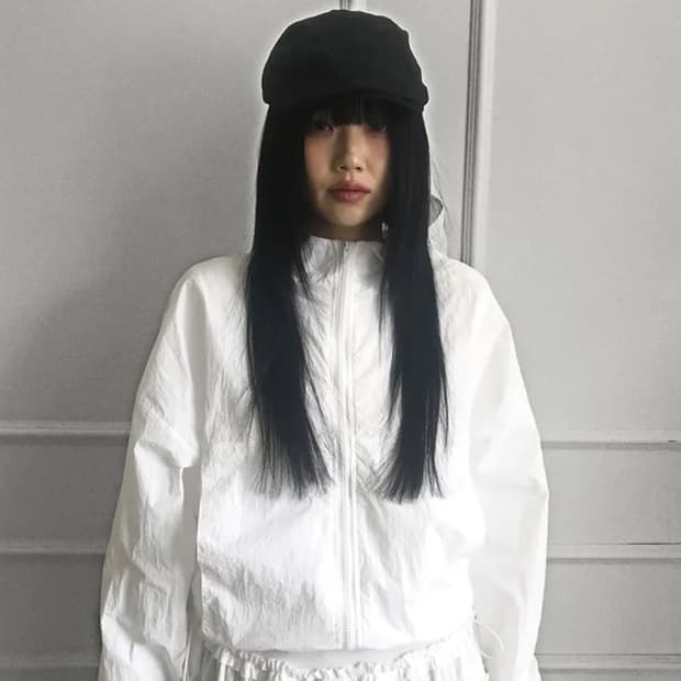 힙칫 보잉 스트링 크롭 바람막이 후드집업