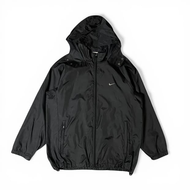 나이키 블랙 후드 로고 바람막이 자켓 M