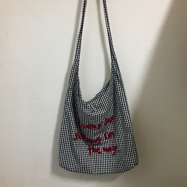 빈티지 자수 체크 숄더백/크로스백