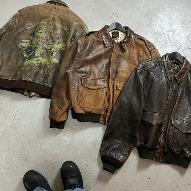 90's OG 아비렉스 레더 A-2 자켓 빈티지 레더 봄버 자켓