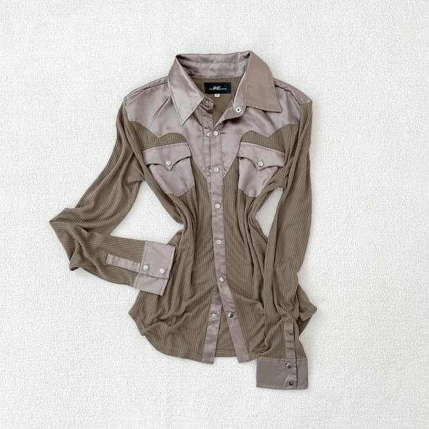 Y2k 펑크 락시크 새틴 셔츠블라우스