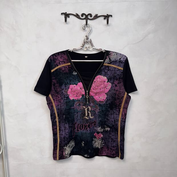 Black purple oriental fairy rose half t 