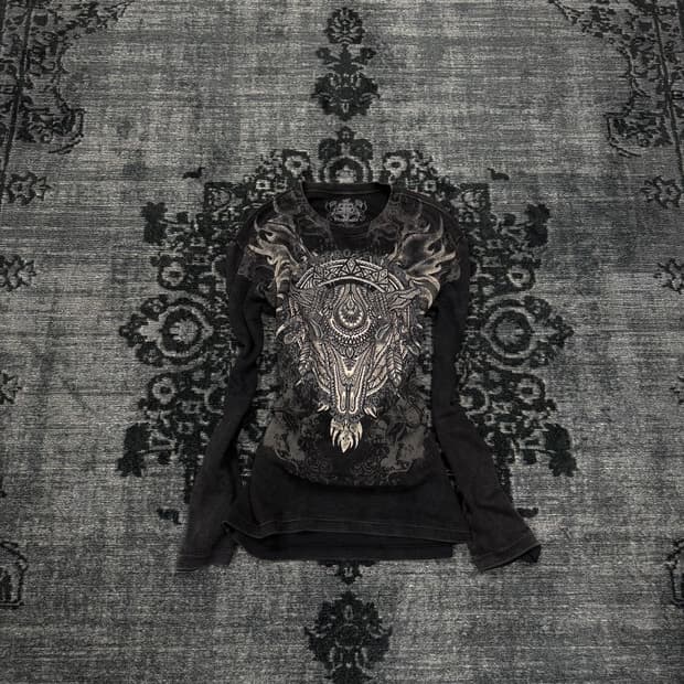 Prepotente 00s y2k baphomet ribbed cut s