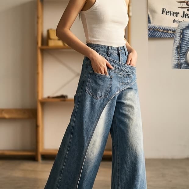 fever jeans 유니크 와이드 롱데님