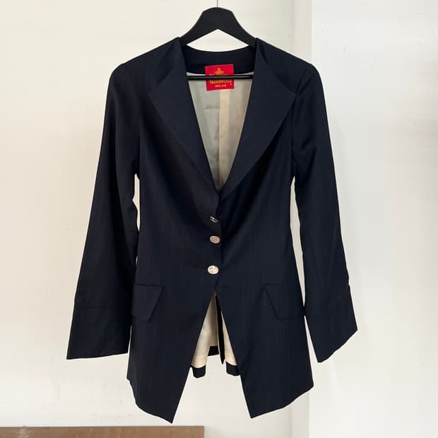 비비안 웨스트우드 네이비 레드핀스트라이프 자켓