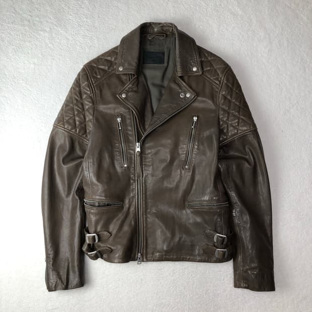 올세인츠 양가죽 더블 라이더자켓