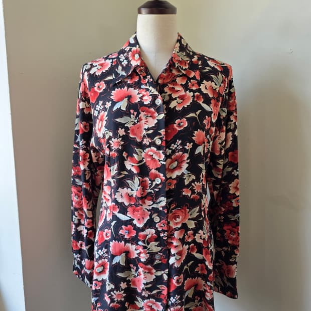 제라르다렐 실크100 플라워 롱 블라우스