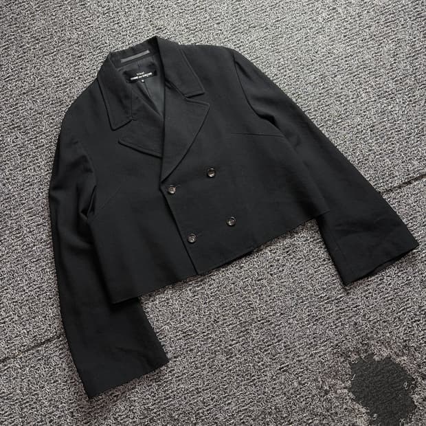 꼼데가르송 트리콧 블랙 크롭 더블 자켓 3653 