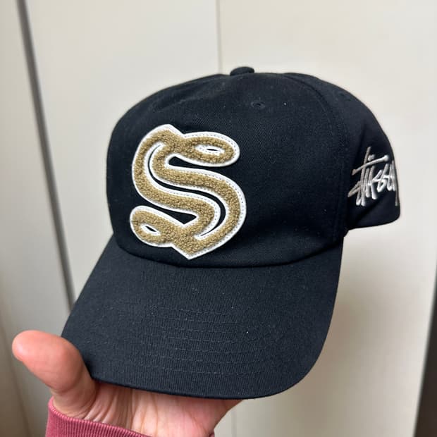 스투시 셔닐 로우 블랙 캡