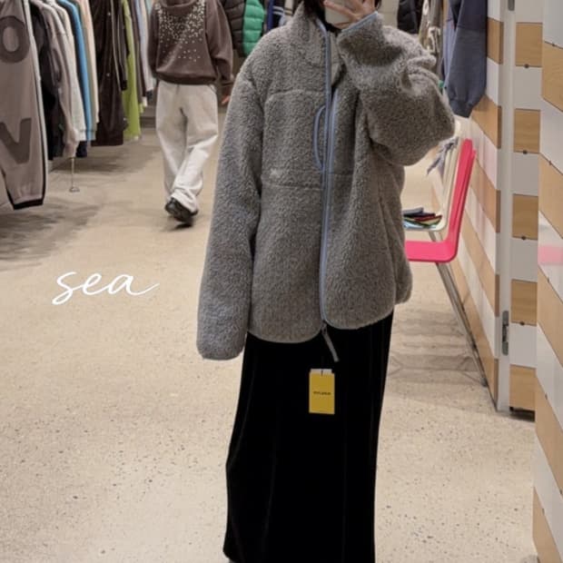 썬러브 쉐르파 플리스 자켓 그레이