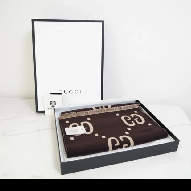 미사용 구찌 GG 자카드 울 실크 스카프 머플러 목도리 정가 82만원