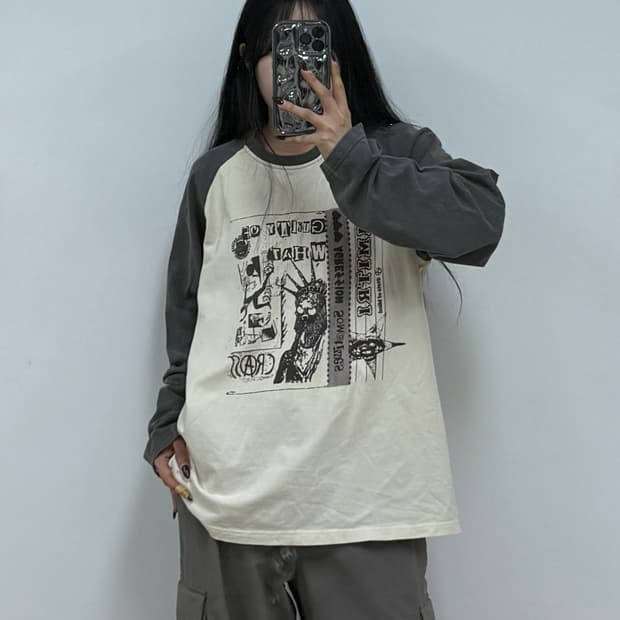 디미트리블랙 래글런 피그먼트 아트웍 티셔츠 E38