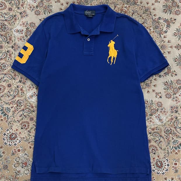 폴로 랄프로렌 블루/옐로우 빅포니 카라티 