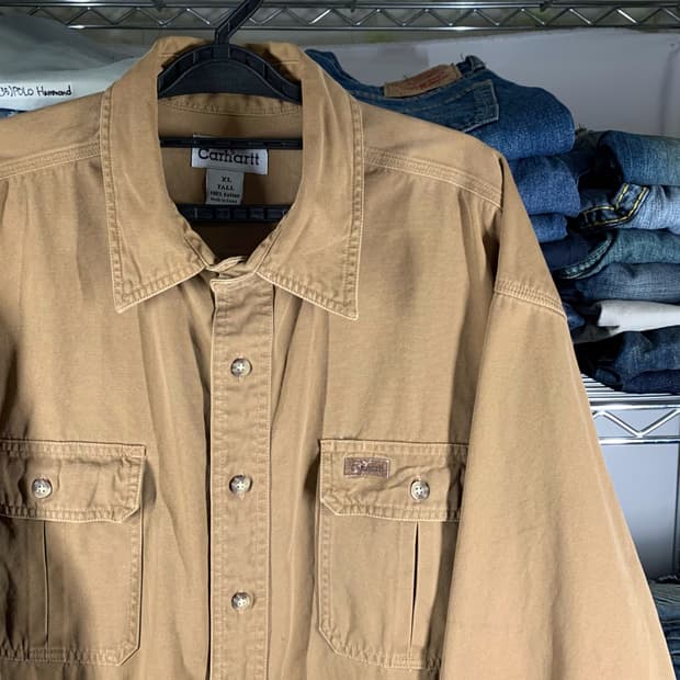 [XL] 00's 칼하트 헤비코튼 워크셔츠 카멜
