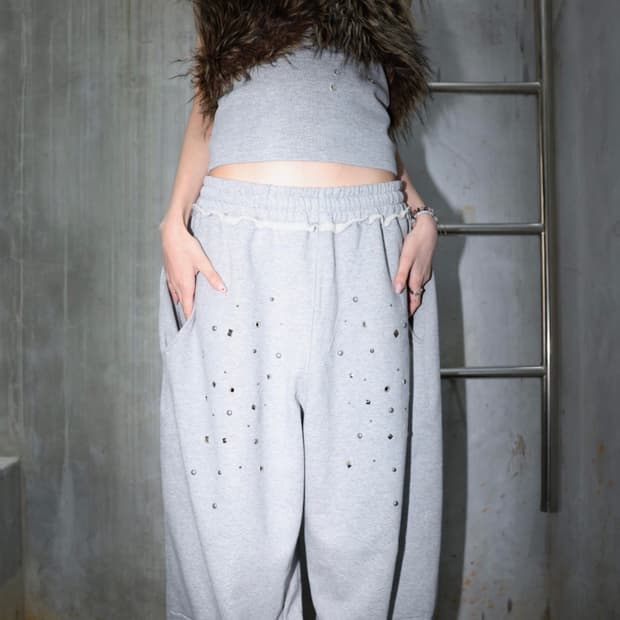 알디유 스터드 그레이 팬츠 Stud String Sweatpants