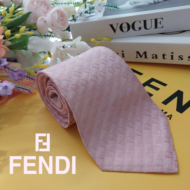펜디 실크 핑크 FF 주카 패턴 넥타이 9.2cm A+등급 K1000
