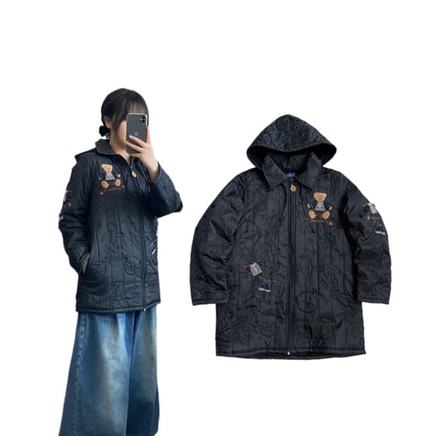 JPN 제팬 베어 곰돌이 퀼팅 집업 자켓