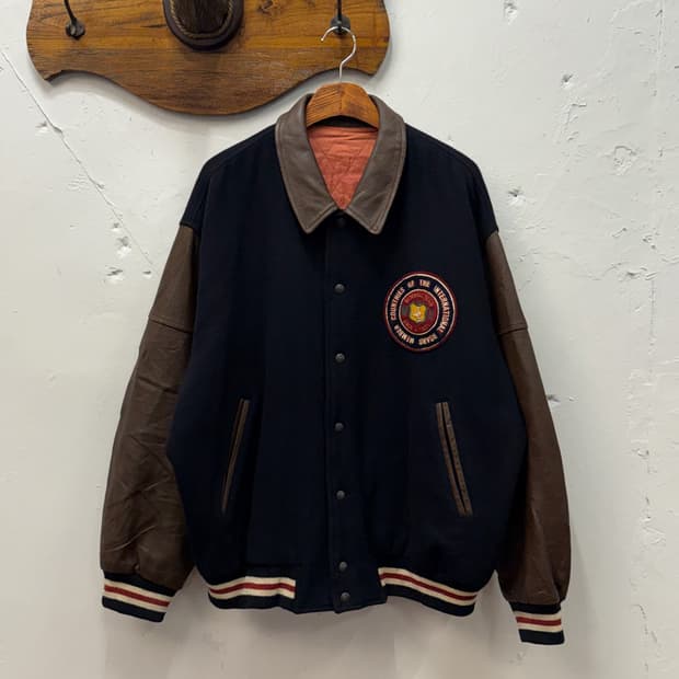 XL) 90s McGREGOR CLUB Leather Arm Varsit