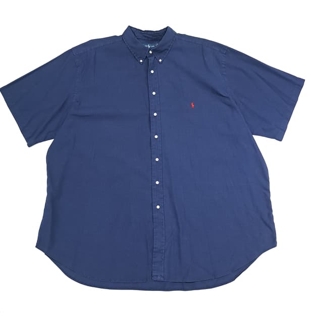 Co498 4XL Tall 폴로 랄프로렌 네이비 린넨코튼 반팔 셔츠 남방