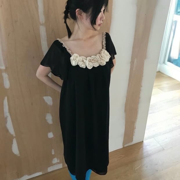 vintage rose ruffle one-piece