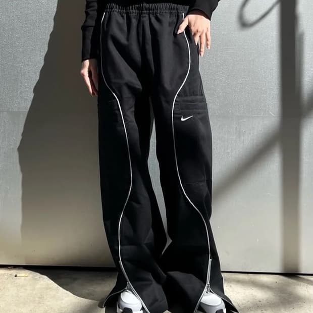 S) 나이키 여성 하이웨스트 우븐 팬츠 블랙