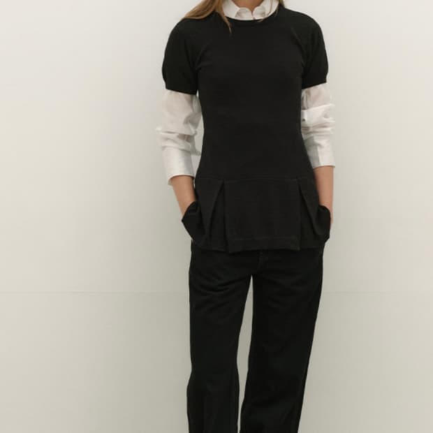 로우타이드 HALF SLEEVE FLARE KNIT [BLACK]