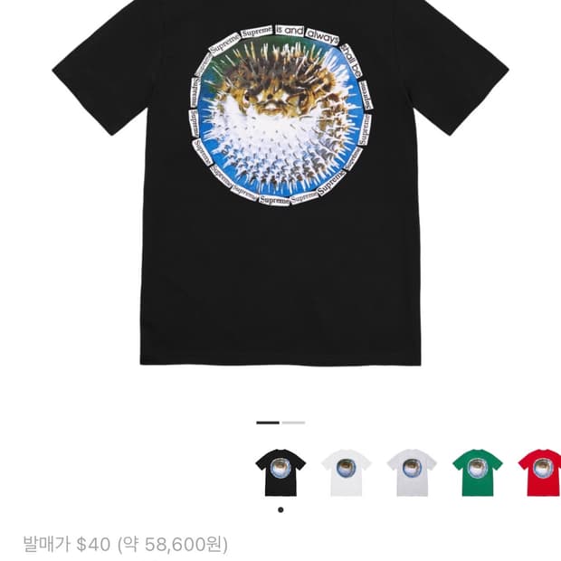 XL) 슈프림 블로우피쉬 티셔츠 블랙