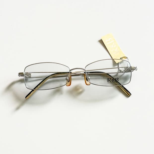 R&B EYEWEAR 실버 슬림 스퀘어 메탈 빈티지 안경