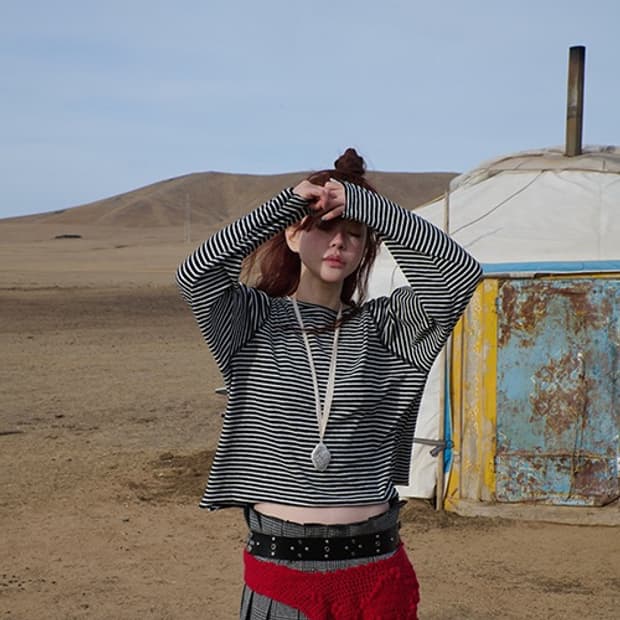 프레클 striped terry tee