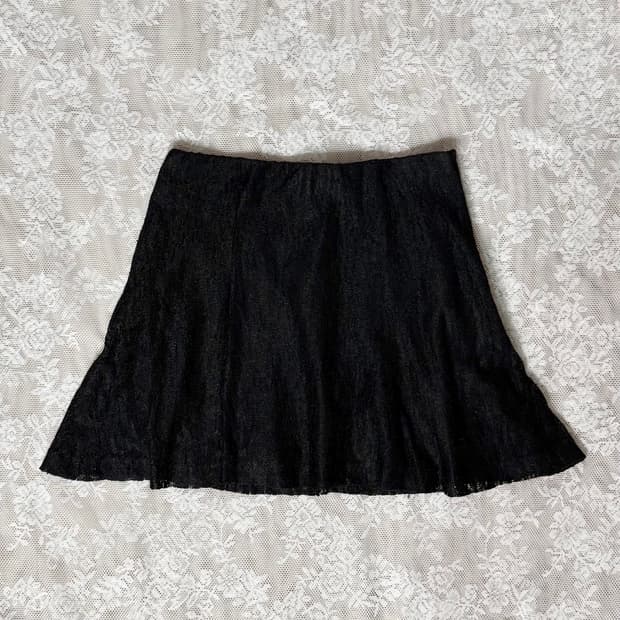 블랙 레이스 미니 스커트