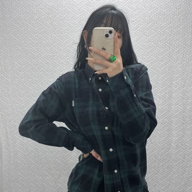 칼하트 WIP 빈티지 타탄체크 딥그린 셔츠 S C08200