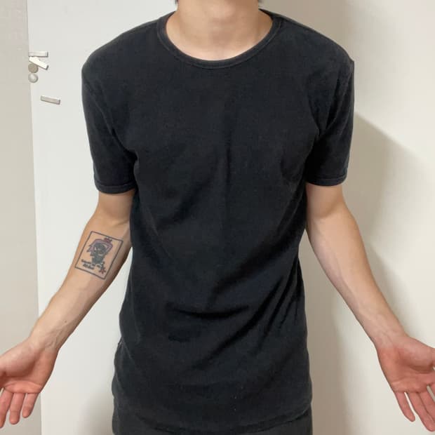 AVIREX BLACK RIBBED SHORT SLEEVE