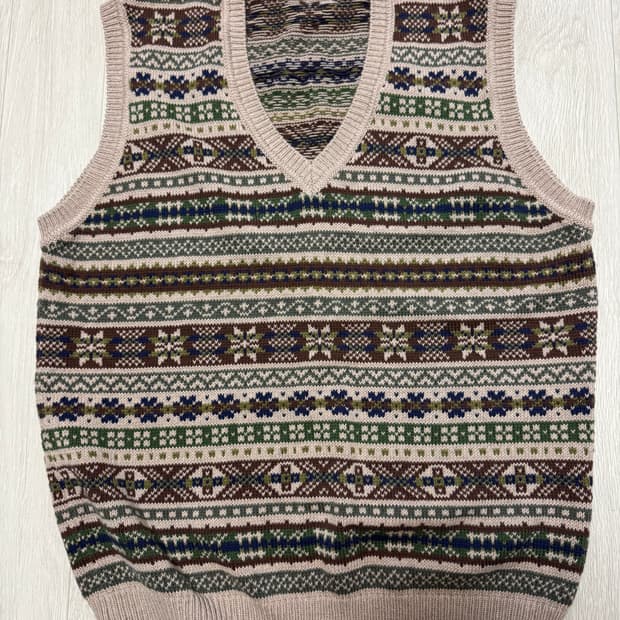 드레익스 코튼캐시미어 페어아일 니트 베스트 M