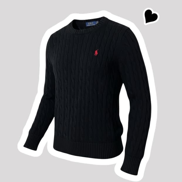 신형 폴로 랄프로렌 블랙 꽈배기 니트