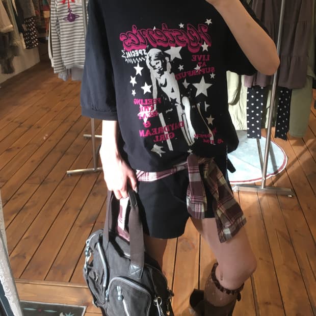 히스테릭글래머 히스걸 블랙핑크 스타 반팔