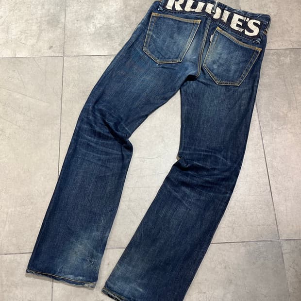 일본 빈티지 RUDIE’S 레터링 프린팅 와이드 데님 팬츠