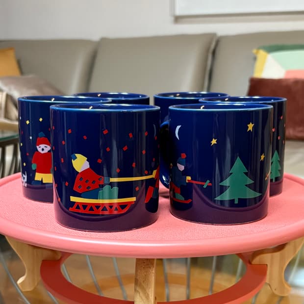 빈티지 크리스마스 머그컵 6개 세트