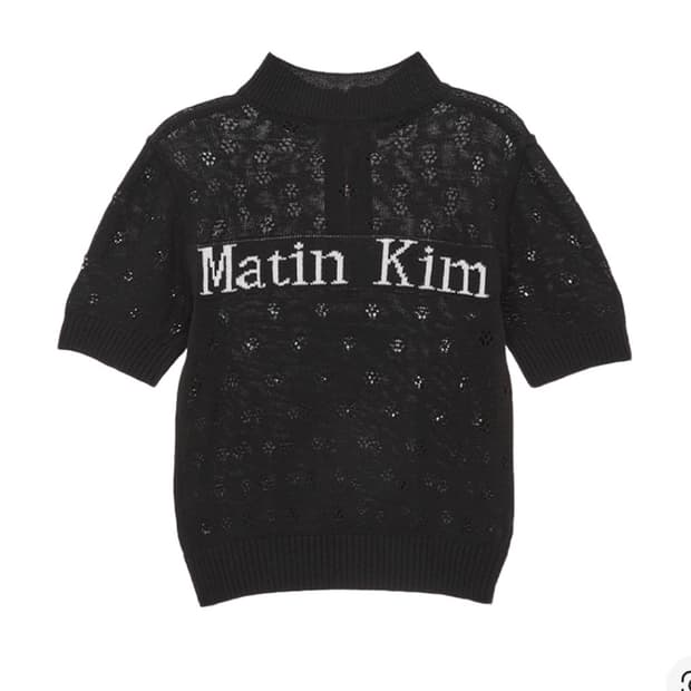 마뗑킴 크로쉐 하프 집 업 니트 탑 블랙