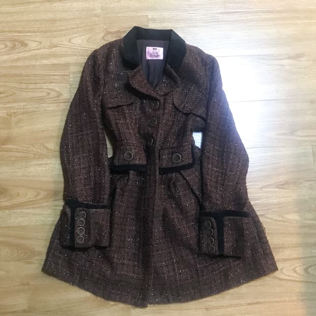 빈티지 앙크루즈 리본 코트 브라운 라떼 히메갸루 로걀 오네갸루 헤이세이