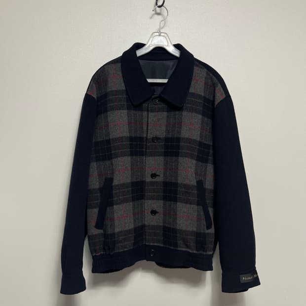 파크랜드 체크 울 블루종 자켓 